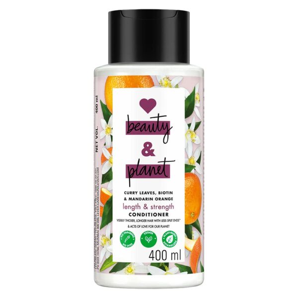 Love Beauty & Planet Curry Leaves, Biotin & Mandarin Natural Conditioner for Split-end Free Long Hair|No Sulfates,No Paraben|400ml