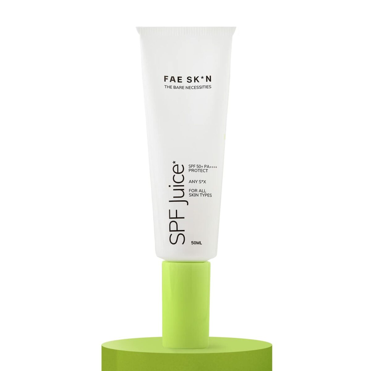 FAE Beauty No White Cast Lightweight Sunscreen With SPF 50+ PA++++ | Fragrance Free, Natural Finish | Non Greasy, Broad Spectrum SPF Juice | Hydrates Skin | For All Skin Types | Vegan (50ml)