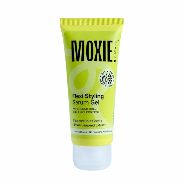 MOXIE BEAUTY Flexi Styling Serum Gel - For Hold&Frizz Control|Non-Crunchy,Non-Sticky|Flax,Chia Seed&Brown Seaweed Extract|For Frizzy,Dry,Wavy,Curly Hair|Sulphate,Paraben&Silicone Free (50 Ml)