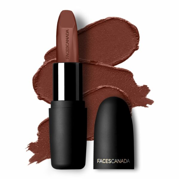 FACESCANADA Weightless Matte Lipstick - Forsake Beauty 01 (Brown), 4.5g | Highly Pigmented Lip Color | Smooth One Stroke Glide | Moisturizes & Hydrates Lips | Vitamin E, Jojoba & Almond Oil Enriched