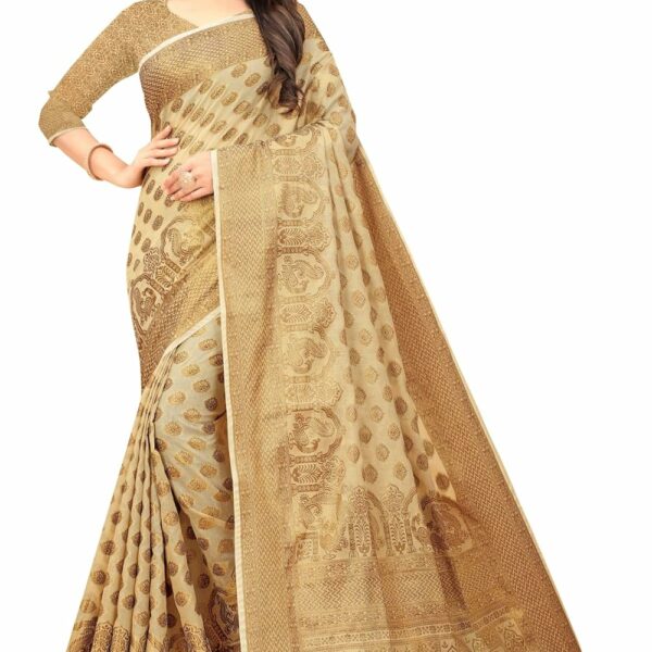 Sugathari Women's Banarasi Saree Pure Kanjivaram Silk Saree Soft new ladies 2023 Design Wear Pattu Sarees Latest Cotton Party Sari collections With Blouse Piece for Wedding sadi (SAM PARI-147)
