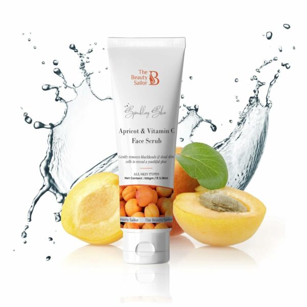 The Beauty Sailor Apricot and Vitamin C Face Scrub | For Bright And Glowing Skin | Naturally Exfoliating | Removes Blackheads & Dead Skin Cells | Suitable to All Skin Types for Men and Women | 100gm