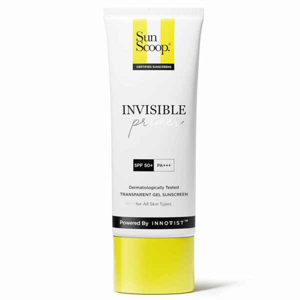 SunScoop Invisible Primer Sunscreen Gel SPF 50 PA+++ | For Dry & Oily Skin | Transparent Primer-Like Finish | Rice Extract & Vitamin E to Minimise Pores | No White Cast | For Women & Men | 45g