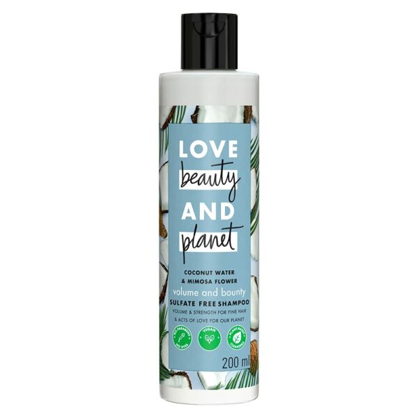 Love Beauty & Planet Coconut Water and Mimosa Flower Sulfate Free Volume and Bounty Shampoo|| No Parabens|| No Dyes|| 100% Organic Coconut Oil|| 200ml