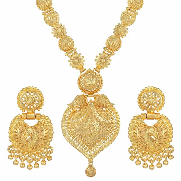 Asmitta Jewellery Gold Plated Necklace with Earrings Indian Traditional Festive Bridal Wear Jewellery Set for Women