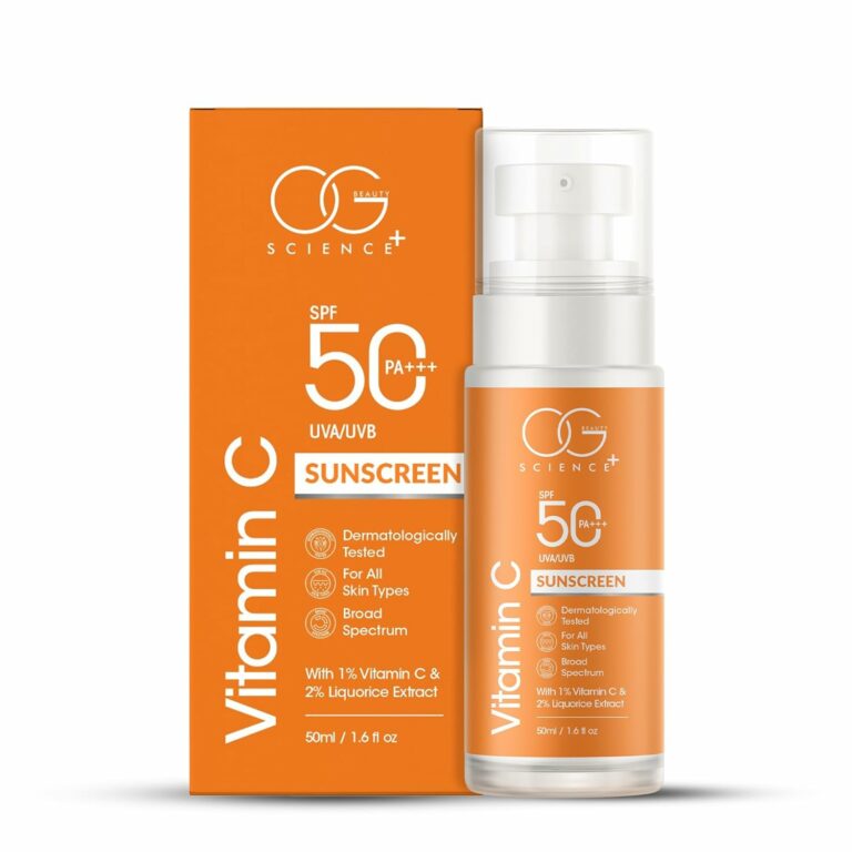 OG BEAUTY SCIENCE SPF 50 PA+++ Sunscreen with Vitamin C & Liquorice Extract - Dermatologically Tested - Broad Spectrum 50 Ml
