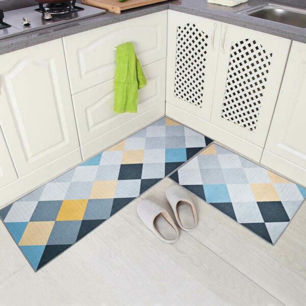 ishro home ® 3D Jet Printed Anti-Slip/Washable Rubber Mat for Kitchen Floor, Rectangular
