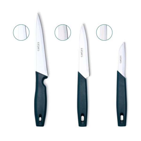 Cartini Godrej Creative Kitchen Knifes .American Iron and Steel,Teal, 3 Pc Set + Free Knife Holder