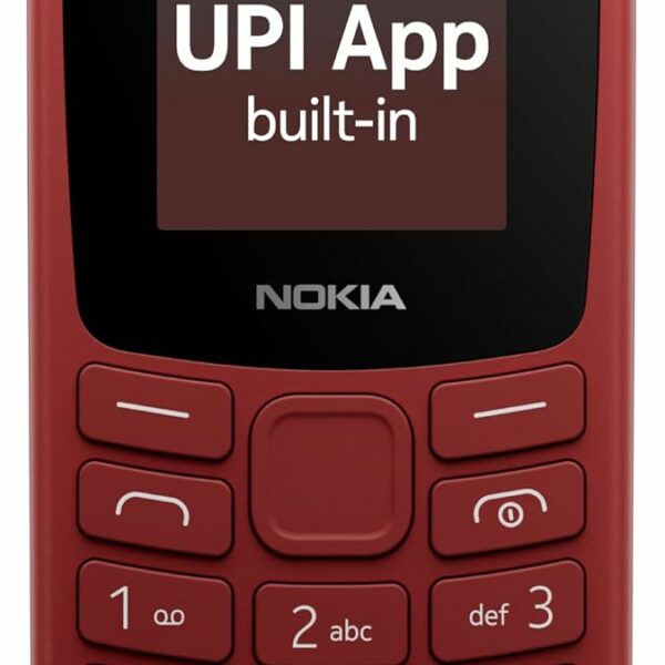 Nokia All-new 105 Single Sim Keypad Phone with Built-in UPI Payments, Long-Lasting Battery, Wireless FM Radio | Red