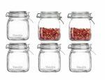 Vasukie Glass Jars with Airtight Lids Wide Mouth Storage Canister Jars Kitchen Storage Buckle Lid Canning Jar Dry Food Storage Pasta Spice Beans Flour (2)