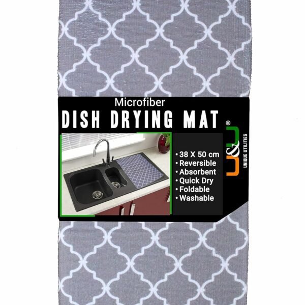 U & U UNIQUE UTILITIES Microfiber Dish Drying Mat for Kitchen (Grey, 50 x 38 cm, 300 GSM)