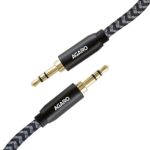 AGARO 3.5mm Audio Cable Nylon Braided 24K Gold Plated Aux Cord Male to Male Stereo Hi-Fi Sound for Headphone, Car, Home Stereos, Speakers & More 1M/ 100CM/ 3.2 Ft, Silver & Black, (33666)