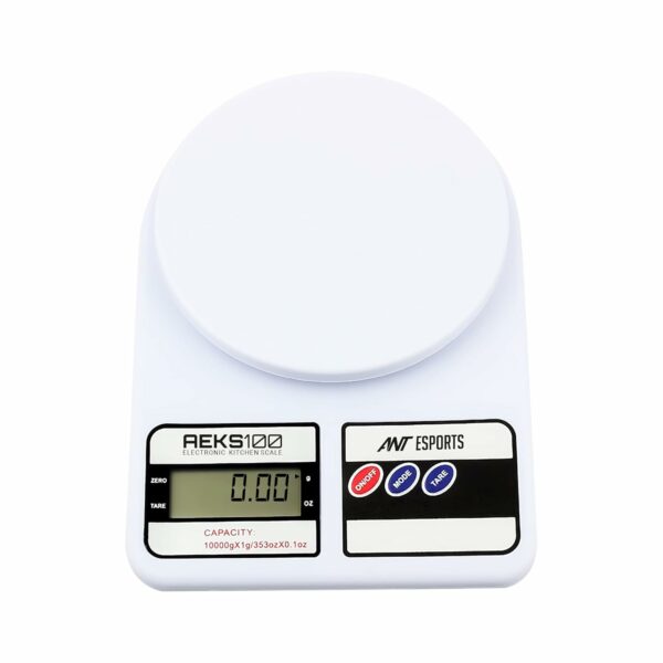 Ant Esports AEKS100 Kitchen Weighing Machine/Food Scale for Health, Fitness, Shop,Home Baking & Cooking with Large LCD Display,Tare Function, OverLoad Indicator, Weigh Up to 10Kgs, 30 Months Warranty