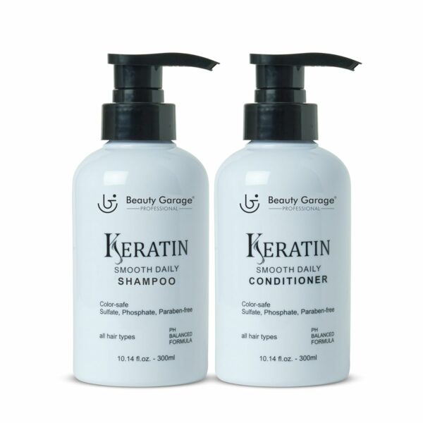 Beauty Garage Professional Keratin Smooth Daily Shampoo 300ml with Keratin Smooth Daily Conditioner 300ml