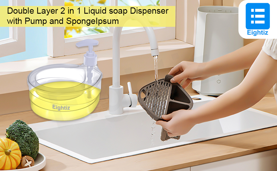 Double layer soap dispenser 2 in 1 soap dispenser with sponge Liquid soap dispenser  Liquid soap