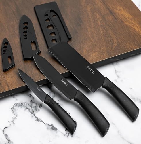 Emojoy Stainless Steel 3 Pieces Chef Knife Set.Meat Knife with Sharp Blade with Ergonomic Handle for Home Kitchen and Restaurant