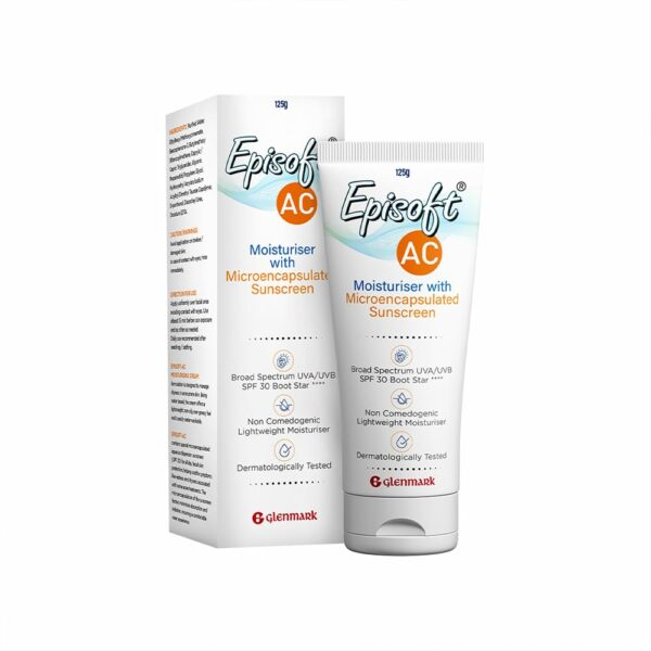 Episoft Glenmark Ac Moisturizer With Sunscreen, Spf 30+ For Sensitive Skin | For Men And Women, 125 Gms, 1 Count