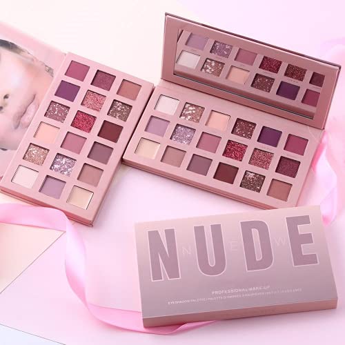HUDA GIRL BEAUTY Nude Edition Eyeshadow 18 Color Palette, Shimmer and Matte Shades for Eye Makeup