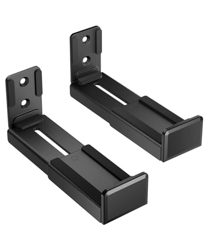 Hoss® Sound Bar Stand Wall Mount - Universal Dual Bracket for Most Soundbars, Holds up to 15 kg, Depth Adjustable 3.5”-6.1” - Speaker Stand Black