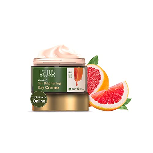 Lotus Botanicals Vitamin C Skin Brightening Day Cream | 100x Vitamin C | Glowing, Radiant and Bright Skin | Hydrating and Moisturising | Sun Protection with SPF 25 PA+++ | No Toxic Chemicals | 50g