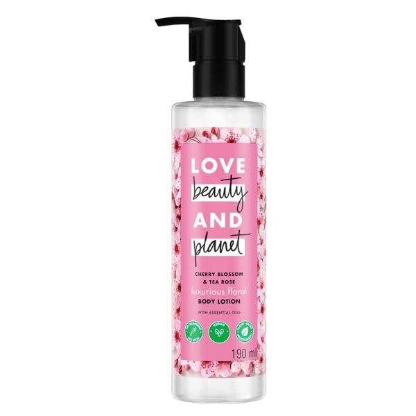 Love Beauty & Planet Cherry Blossom & Tea Rose Daily Moisturising Lotion|All Skin Types|Paraben free|190ml