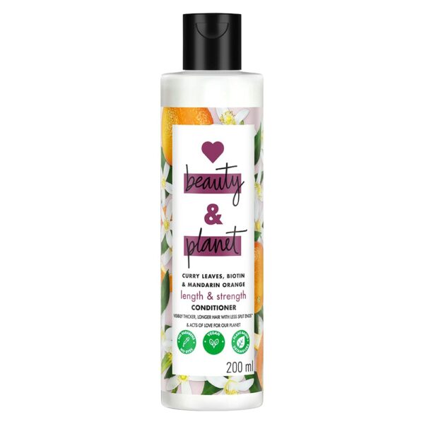 Love Beauty & Planet Curry Leaves, Biotin & Mandarin Natural Conditioner For Split-End Free For All Long Hair|No Sulfates,No Paraben|200Ml,1 Count