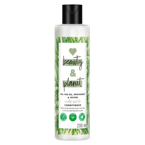 Love Beauty & Planet Tea Tree, Peppermint & Vetiver Natural Conditioner For Oily Scalp And Hair|No Sulfates,No Paraben|200Ml,1 Count
