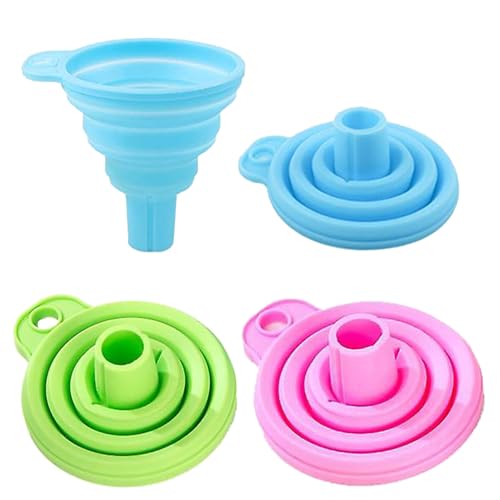 Matema 3Pack Silicone Collapsible Funnel, Foldable Kitchen Funnels Hopper for Water Bottle Liquid Powder Transfer
