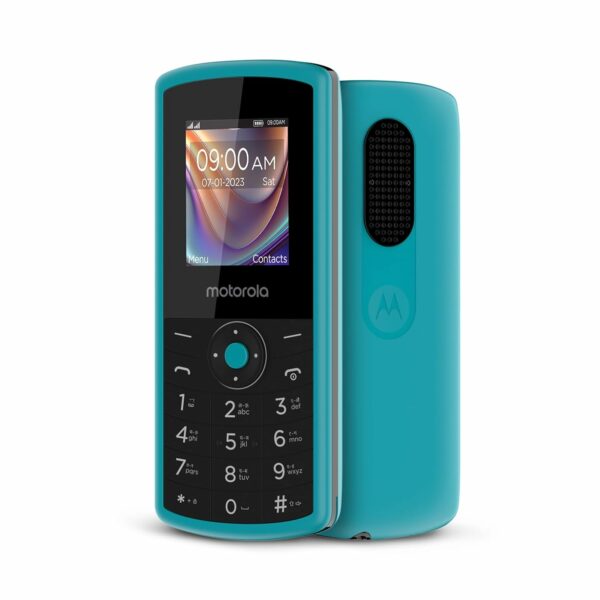 Motorola All-New A10 Dual Sim keypad Phone with Voice Feature | Long-Lasting Battery Backup | Wireless FM with Recording | Bluetooth Connectivity | Auto Call Recording | Teal Blue