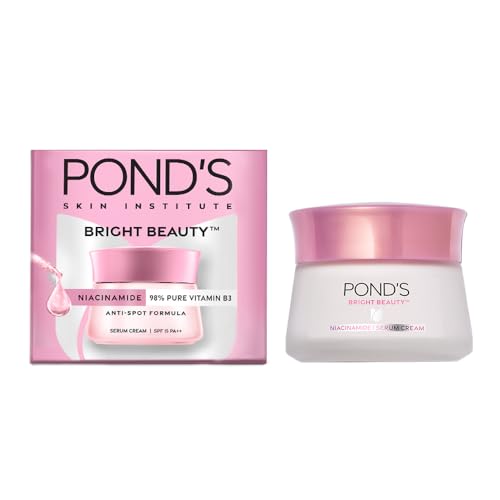 POND'S Bright Beauty SPF 15 PA ++ Day Cream 50 g, Non-Oily, Mattifying Daily Face Moisturizer - With Niacinamide to Lighten Dark Spots for Glowing Skin