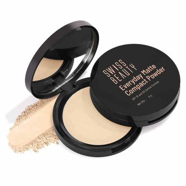 SWISS BEAUTY Everyday Matte Compact With Spf 10, Shade For All Skin Types - 02 Beige, 9Gm
