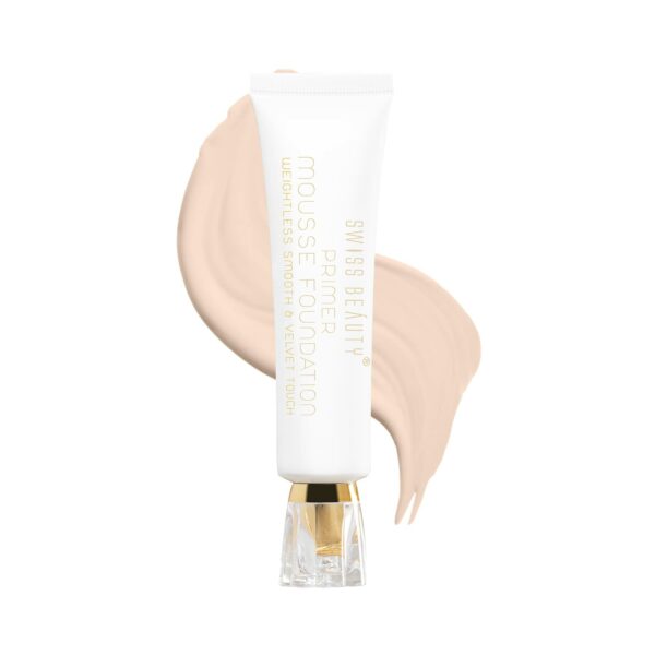 SWISS BEAUTY Primer Mousse Foundation Weightless Smooth & Velvet Touch, Face MakeUp, White, 30ml
