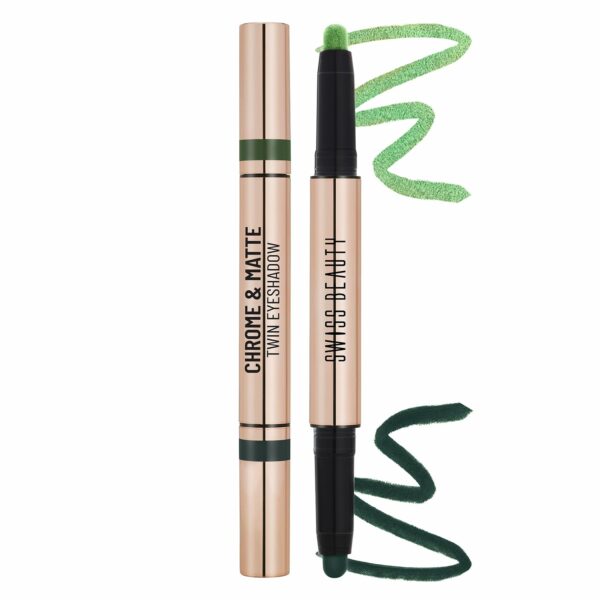 Swiss Beauty Chrome & Matte Twin Eyeshadow Stick | Mix of Matte and Shimmer | Easy to blend, non creasing eyeshadow | 24 Hour Stay | Shade- Garden Blooms, 2g