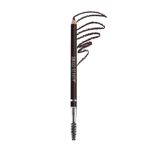 Swiss Beauty Eyebrow Definer Pencil With Spoolie | Smudge Proof, Waterproof And Pigmented Eyebrow Pencil |Shade - Deep Brown, 1.5Gm |