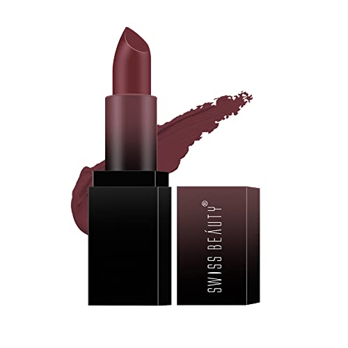 Swiss Beauty Hd Matte Pigmented Smudge Proof Lipstick | Creamy Matte Long Stay Lipstick | Brandy Harrington, 3.4g