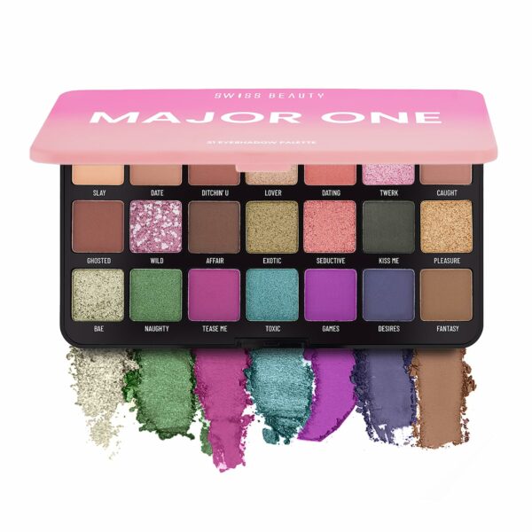 Swiss Beauty Major One Eyeshadow Palette with 21 Highly blendable shades | Blend of Mattes, Metallics and Shimmers | Multicolor, 20gm