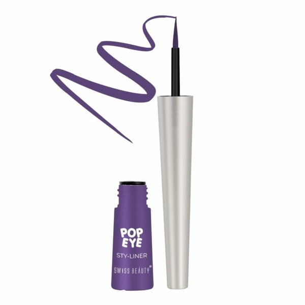 Swiss Beauty Pop Eyeliner | Waterproof and Long lasting Liquid Eyeliner | Smudge Proof Eye Makeup |Quick Drying |Shade - Plum Purple, 3 ml |