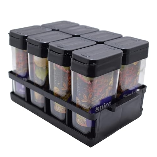 TAZLYN 100 Ml 8 Pcs Sets Airtight masala box for kitchen spices storage containers masala container for kitchen multi storage container for kitchen Easy Flow Spice Storage Container with Tray