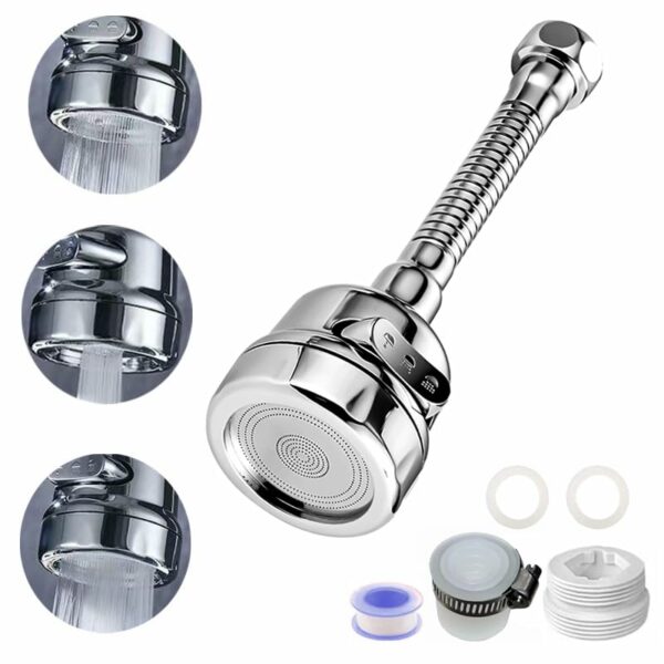 Tap Extender for Kitchen Sink,360 Degree Rotatable Splash Filter Faucet With 3 Modes,Settability,Kitchen Tap Extension,Detachable Cleaning Kitchen Sink Tap,forKitchen/bathroom,Silver
