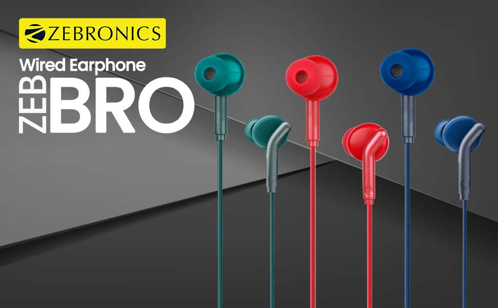 zeb bro, wired earphone,earphones,zebronics wired earphone, wired earphone with mic