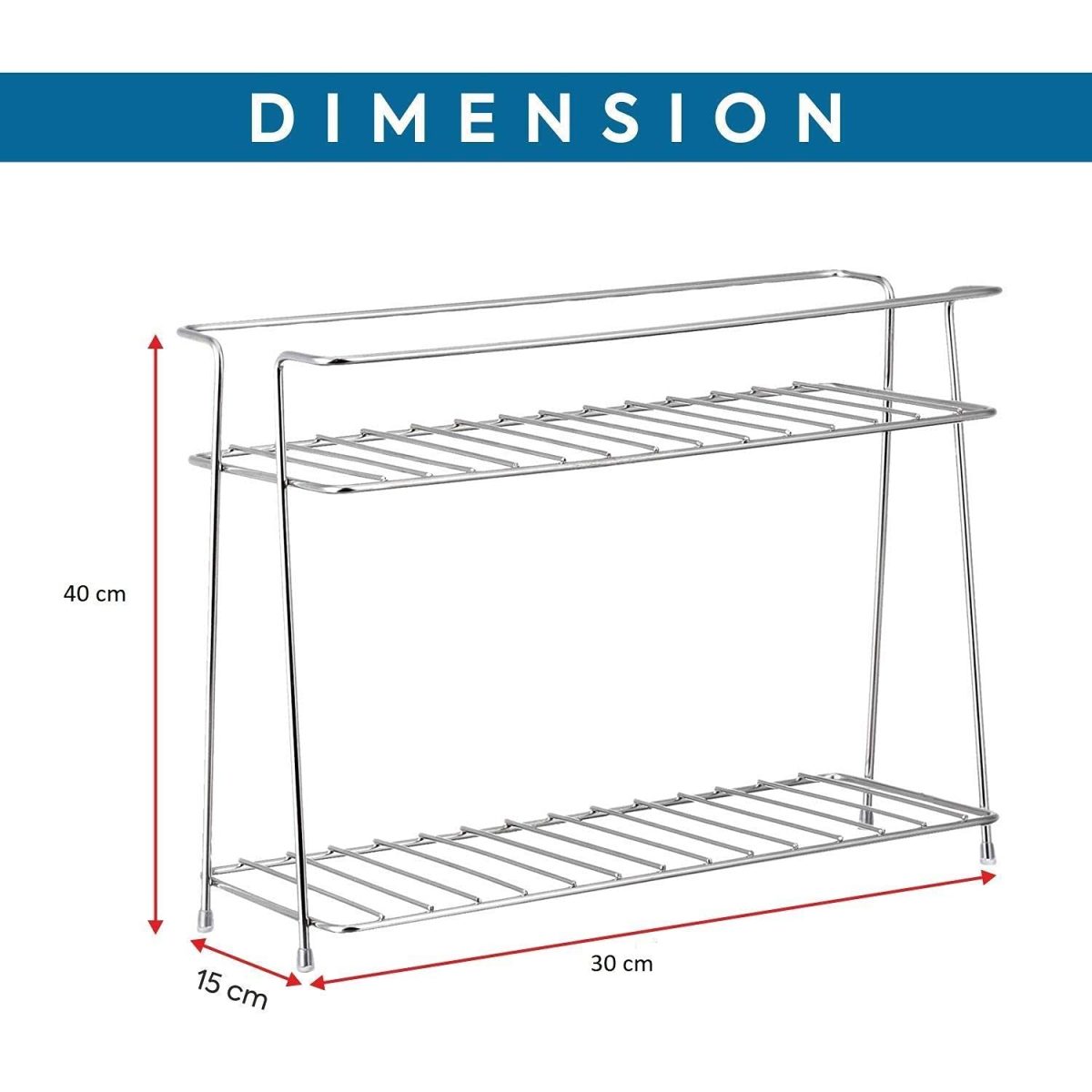 Cri8Hub Stainless Steel Kitchen Rack, Stand, Organizer & Space Saver, 2-Tier Trolley Basket For Boxes Utensils Dishes Plates For Home (Floor Type Self), Countertop, Tabletop, Tiered Shelf