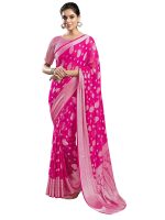 Satrani Women's Georgette Banarasi Jacquard Saree with Unstitched Blouse Piece