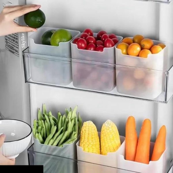 Skylike 6 fridge storage boxes multipurpose containers for storage Space-saving Refrigerator Side Door Organizer for fridge kitchen Fruits, Vegetables Storage Containers- transparent