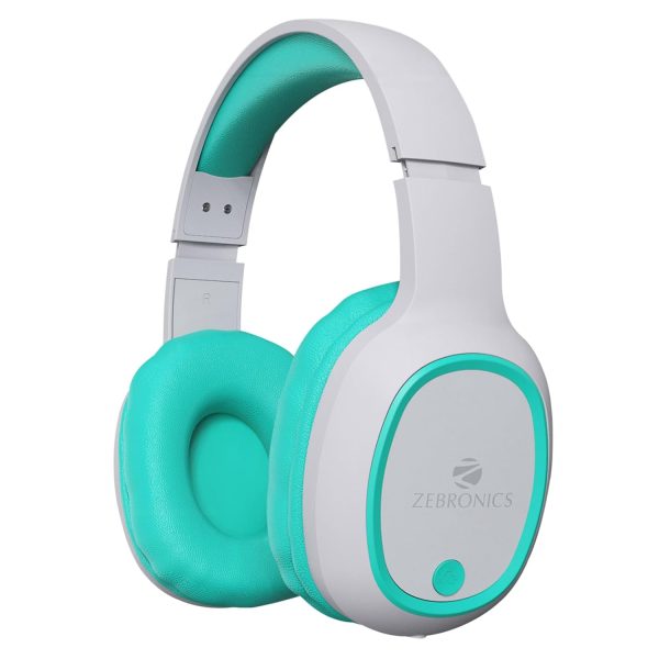 ZEBRONICS Thunder Bluetooth 5.3 Wireless Over Ear Headphones with 60H Backup, Gaming Mode, Dual Pairing, ENC, AUX, Micro SD, Voice Assistant, Comfortable Earcups, Call Function(Sea Green)