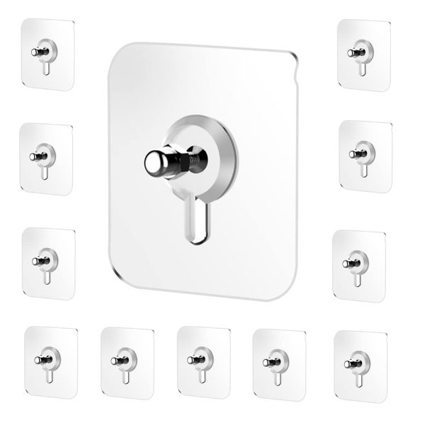 JIALTO Adhesive Hooks Heavy Duty Wall Hooks, Nail Hook for Hanging Coat, Hat,Towel Robe Hook Rack Wall Mount- Bathroom and Bedroom Hooks for Wall Without Drilling (Nail Hook Trasparent 10 Pack)