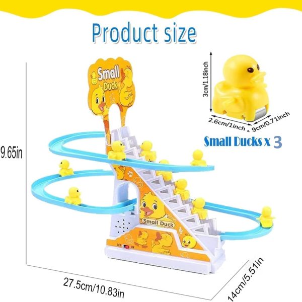 TEC TAVAKKAL Duck Slide Toy Set, Funny Automatic Stair-Climbing Ducklings Cartoon Race Track Set Little Lovely Duck Slide Toy Escalator Toy with Lights and Music (Duck Track Set)