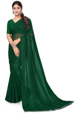 MIRCHI FASHION Women's Georgette Solid Saree with Blouse Piece