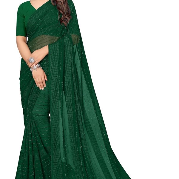 MIRCHI FASHION Women's Georgette Solid Saree with Blouse Piece