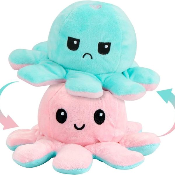 Storio Toy Octopus Plushie Reversible Soft Toys for Kids | Plush Soft Toys for Baby Boys and Girls | Octopus Soft Toy for Kids -18cm