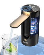 Eopora Automatic Water Dispenser for 20 litre Bottle Can, Foldable Electric Mini Water Dispenser Pump for Home Office Camping Outdoor (Black)